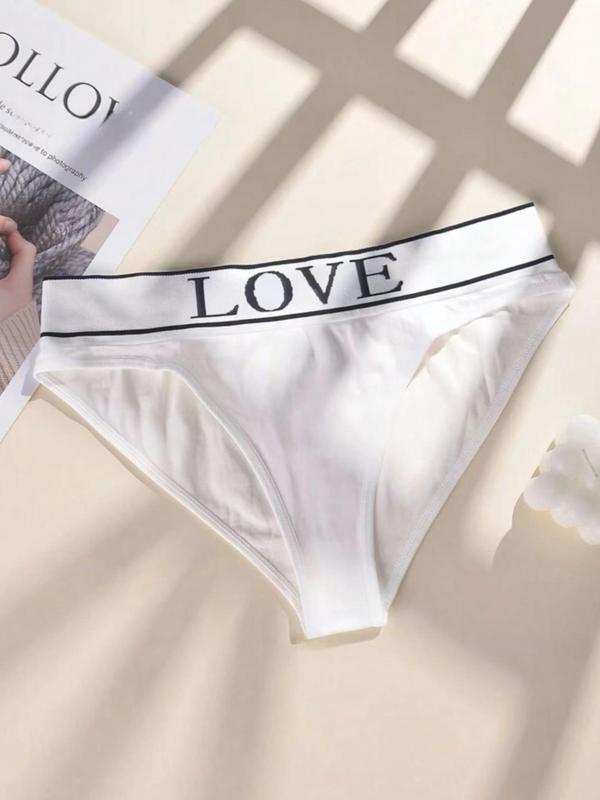 Women's Letter Print Decor Briefs, Soft Comfy Breathable Knicker for Daily Wear, Underwear for All Seasons